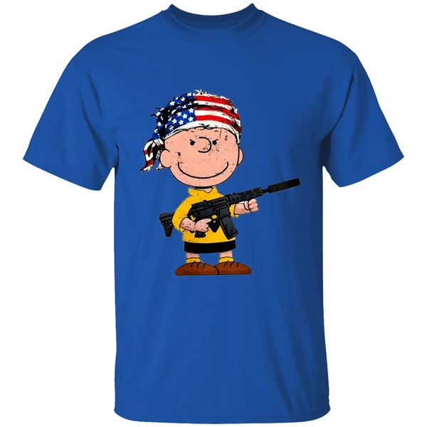 Charlie Brown With Gun American Flag Shirt - Image 8