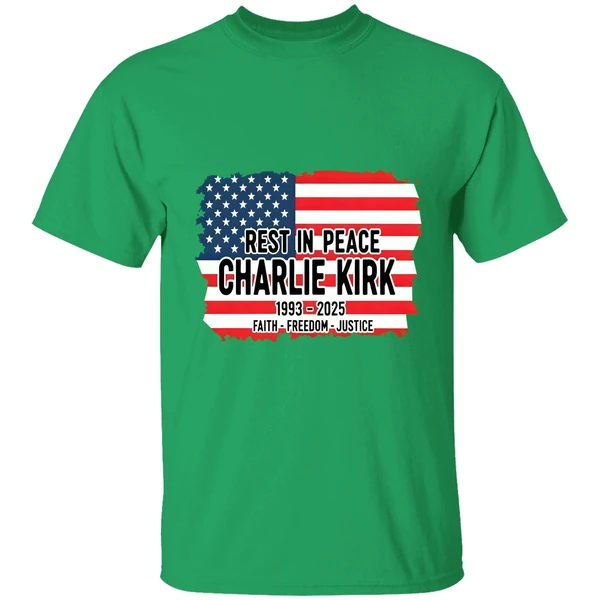 Charlie Kirk Memorial American Flag Rest In Peace 1993 2025 Faith Freedom Justice Shirt - Image 8
