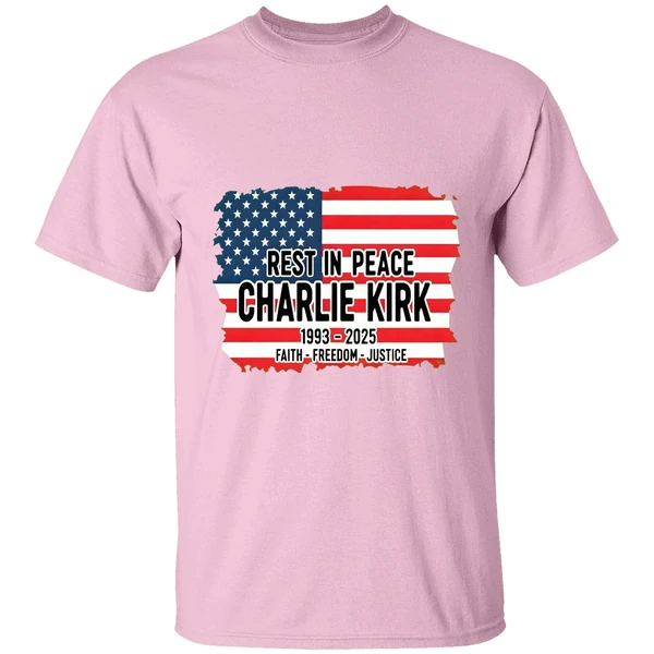 Charlie Kirk Memorial American Flag Rest In Peace 1993 2025 Faith Freedom Justice Shirt - Image 2