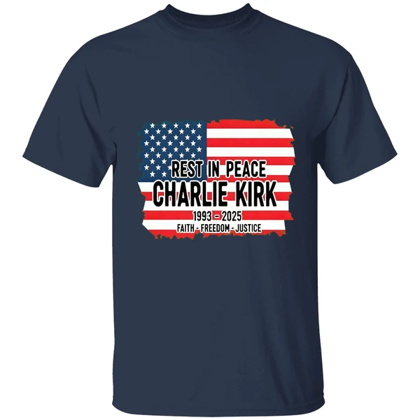 Charlie Kirk Memorial American Flag Rest In Peace 1993 2025 Faith Freedom Justice Shirt - Image 4