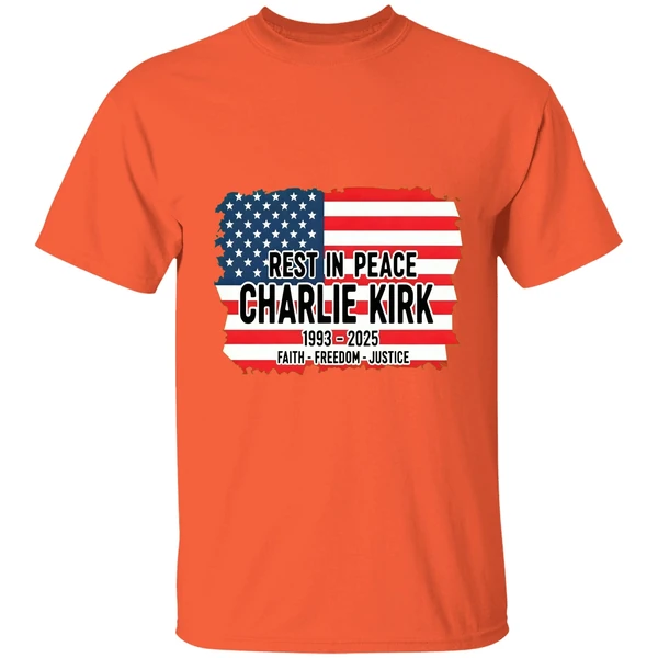 Charlie Kirk Memorial American Flag Rest In Peace 1993 2025 Faith Freedom Justice Shirt - Image 5