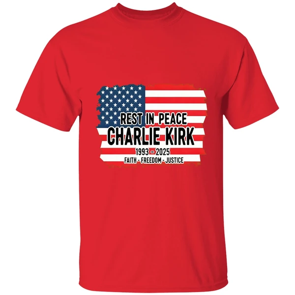 Charlie Kirk Memorial American Flag Rest In Peace 1993 2025 Faith Freedom Justice Shirt - Image 6
