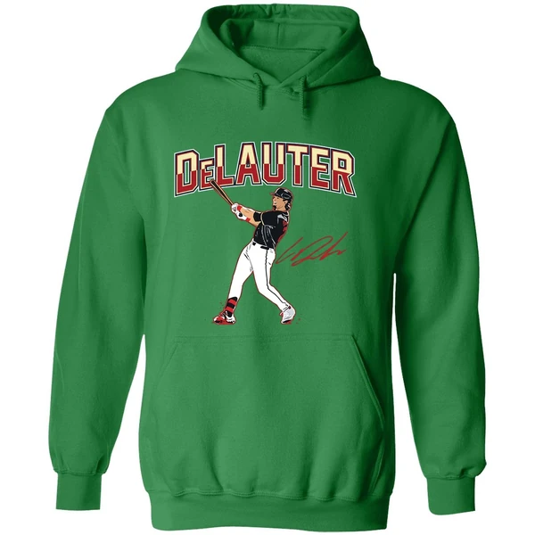 Chase Delauter Cleveland Guardians Baseball Slugger Swing Signature Hoodie - Image 2