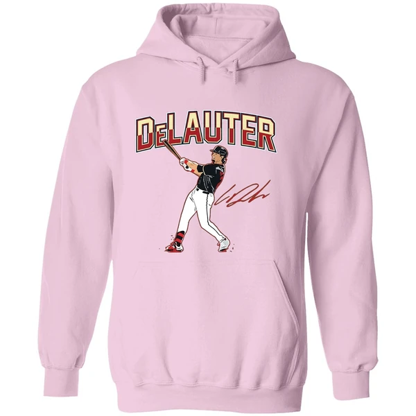 Chase Delauter Cleveland Guardians Baseball Slugger Swing Signature Hoodie - Image 5