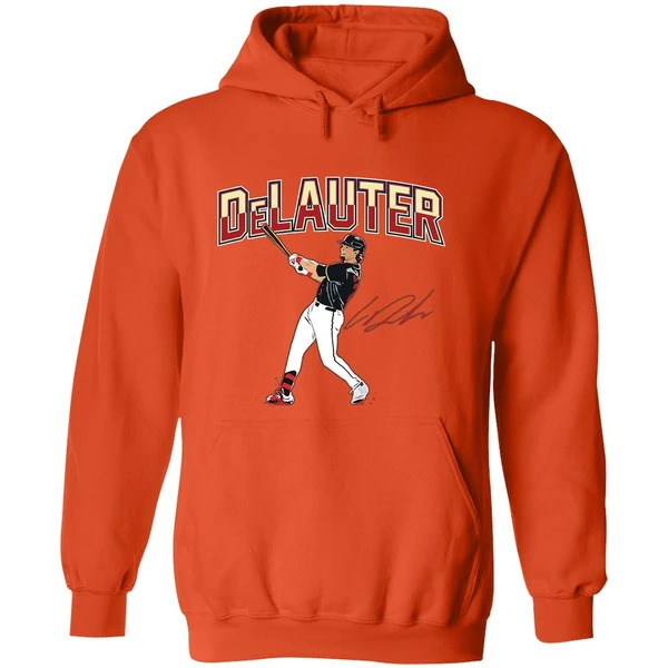 Chase Delauter Cleveland Guardians Baseball Slugger Swing Signature Hoodie - Image 6