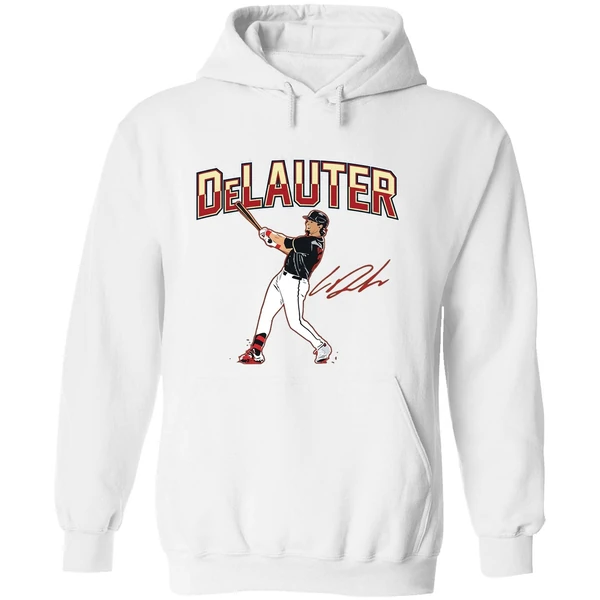 Chase Delauter Cleveland Guardians Baseball Slugger Swing Signature Hoodie - Image 8