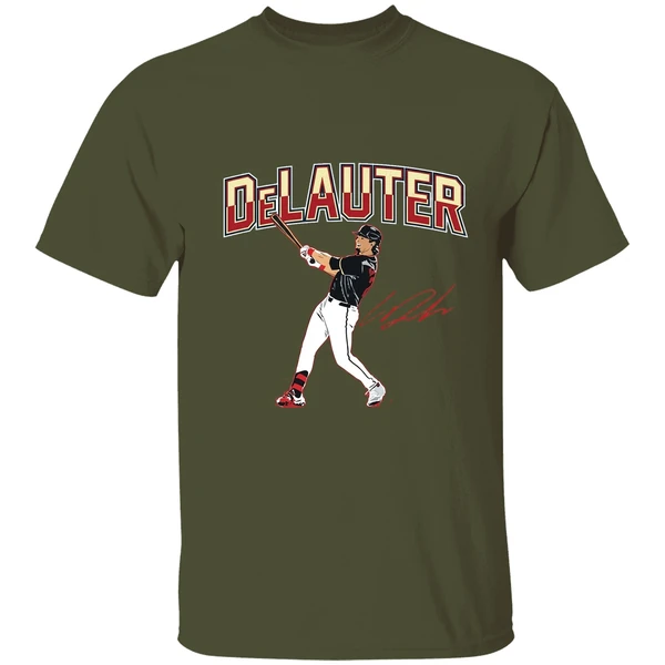 Chase Delauter Cleveland Guardians Baseball Slugger Swing Signature Shirt - Image 4