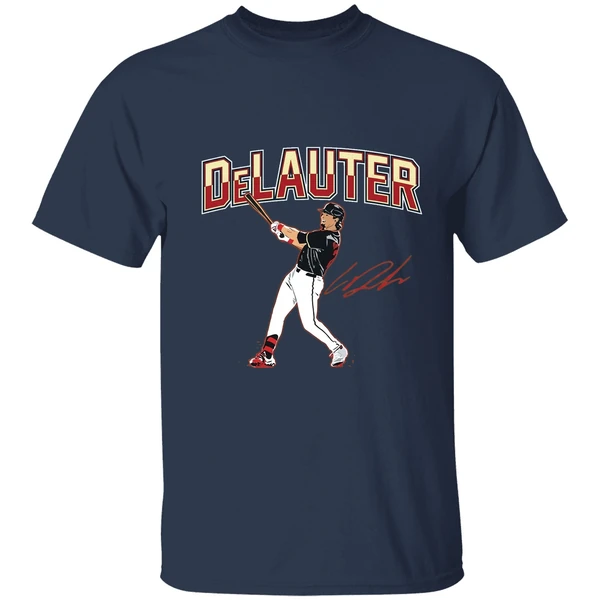 Chase Delauter Cleveland Guardians Baseball Slugger Swing Signature Shirt - Image 5