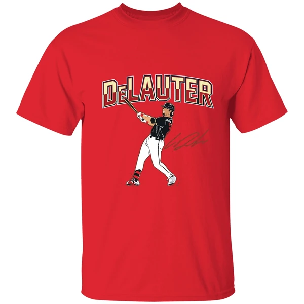 Chase Delauter Cleveland Guardians Baseball Slugger Swing Signature Shirt - Image 7