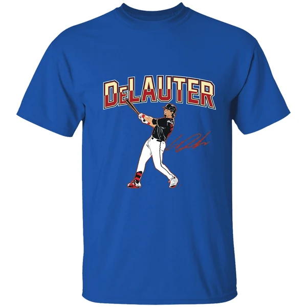 Chase Delauter Cleveland Guardians Baseball Slugger Swing Signature Shirt - Image 8