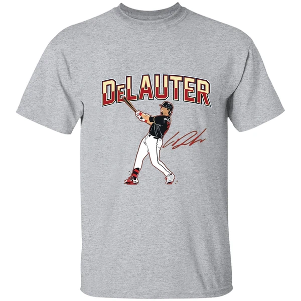 Chase Delauter Cleveland Guardians Baseball Slugger Swing Signature Shirt - Image 9