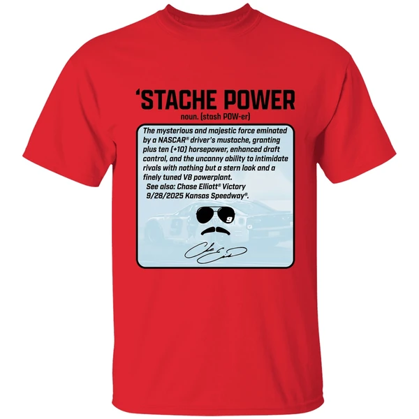 chase elliott thats not horsepower stache power signature shirt red