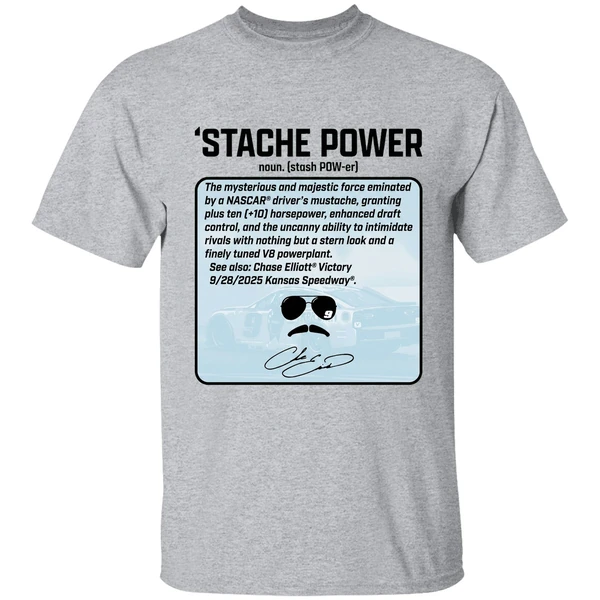 chase elliott thats not horsepower stache power signature shirt sportgrey