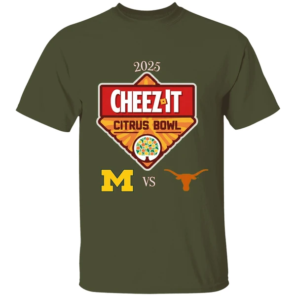 cheez-it-citrus-bowl-2025-michigan-wolverines-vs-texas-longhorns-logo-shirt-militarygreen