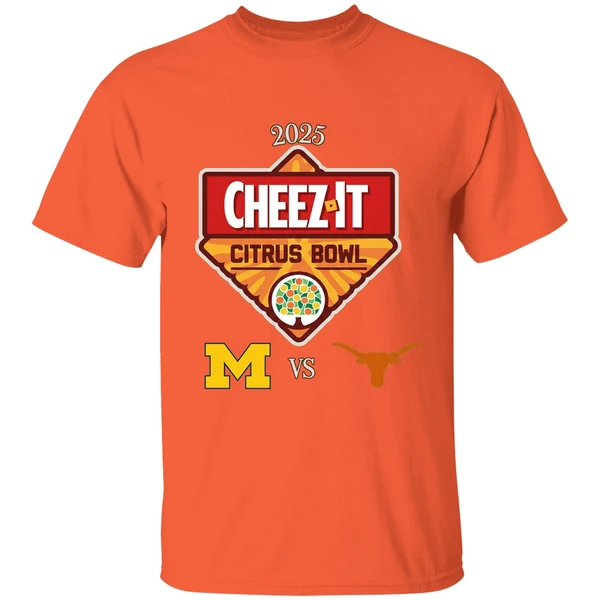cheez-it-citrus-bowl-2025-michigan-wolverines-vs-texas-longhorns-logo-shirt-orange