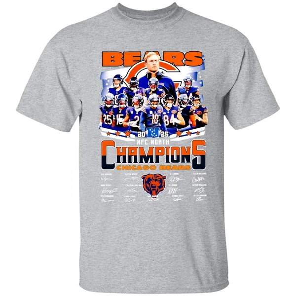Chicago Bears 2025 Nfc North Champions 2025 Signature Shirt - Image 9