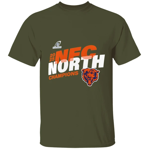 chicago bears 2025 nfc north division champions conquer shirt militarygreen