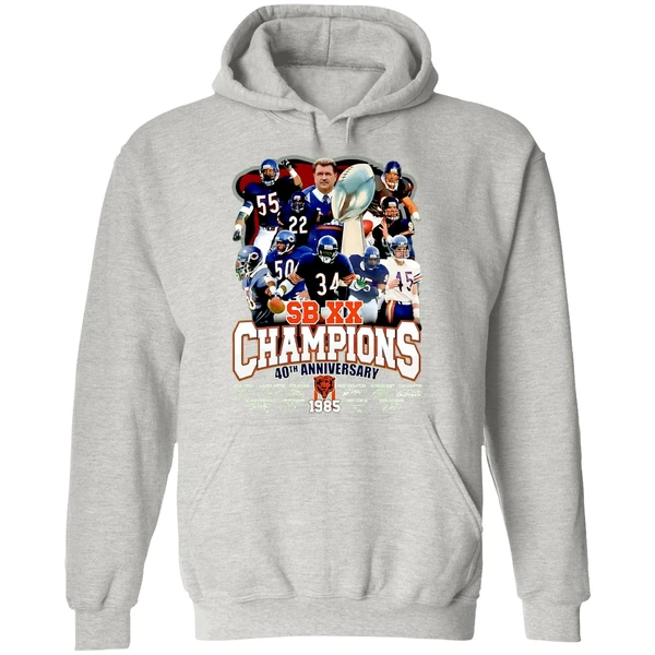 Chicago Bears 40th Anniversary 1985 2025 Super Bowl Xx Champions Hoodie - Image 9
