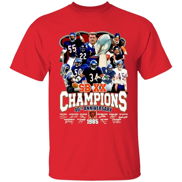 Chicago Bears 40th Anniversary 1985 2025 Super Bowl Xx Champions Shirt - Image 7