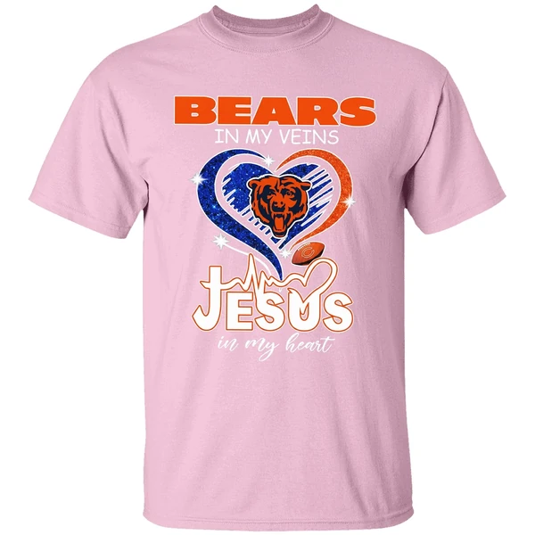 chicago bears in my veins jesus in my heart shirt lightpink