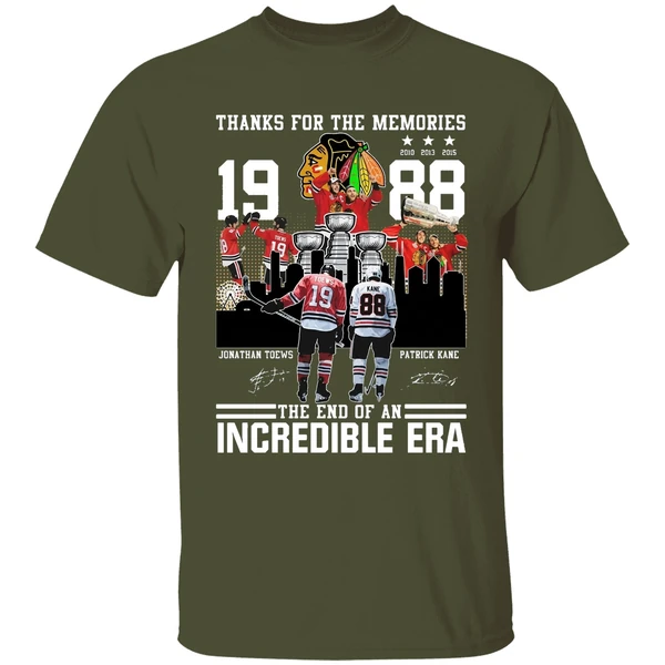 chicago blackhawks jonathan toews and patrick kane thank for the memories the end of an incredible era shirt militarygreen