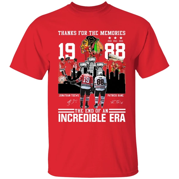 Chicago Blackhawks Jonathan Toews And Patrick Kane Thank For The Memories The End Of An Incredible Era Shirt - Image 7