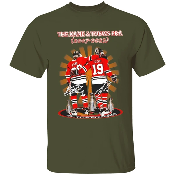 chicago blackhawks jonathan toews patrick kane the kane and toews era player shirt militarygreen