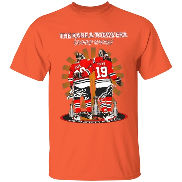 chicago blackhawks jonathan toews patrick kane the kane and toews era player shirt orange