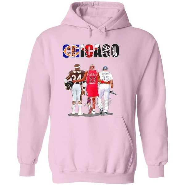Chicago City 34 Walter Payton 23 Michael Jordan 35 Frank Thomas Hoodie - Image 5