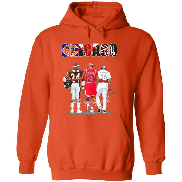 Chicago City 34 Walter Payton 23 Michael Jordan 35 Frank Thomas Hoodie - Image 6