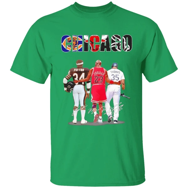 Chicago City 34 Walter Payton 23 Michael Jordan 35 Frank Thomas Shirt - Image 2