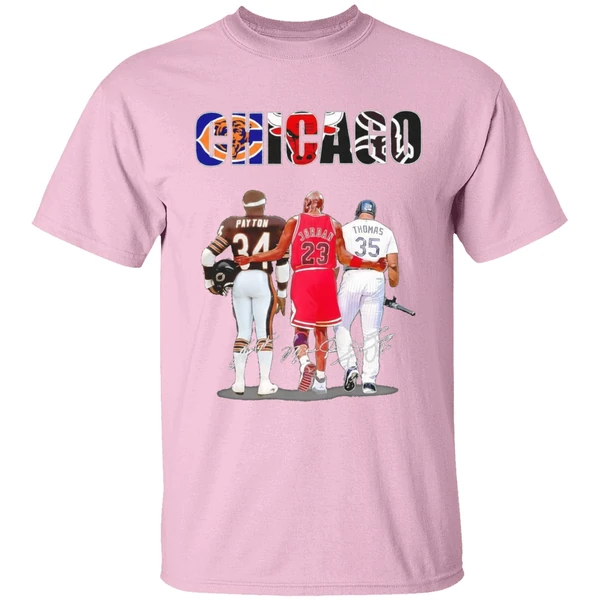 Chicago City 34 Walter Payton 23 Michael Jordan 35 Frank Thomas Shirt - Image 3