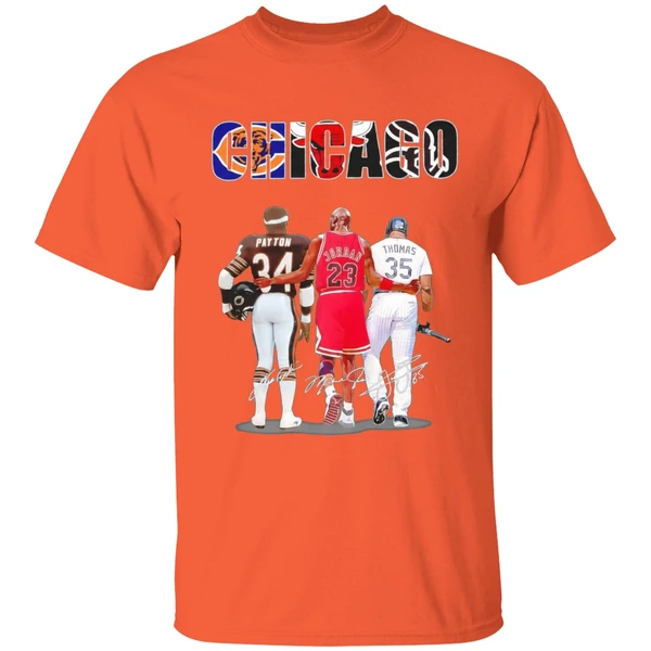 Chicago City 34 Walter Payton 23 Michael Jordan 35 Frank Thomas Shirt - Image 6