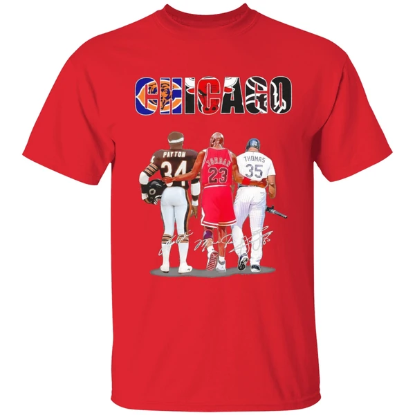 Chicago City 34 Walter Payton 23 Michael Jordan 35 Frank Thomas Shirt - Image 7