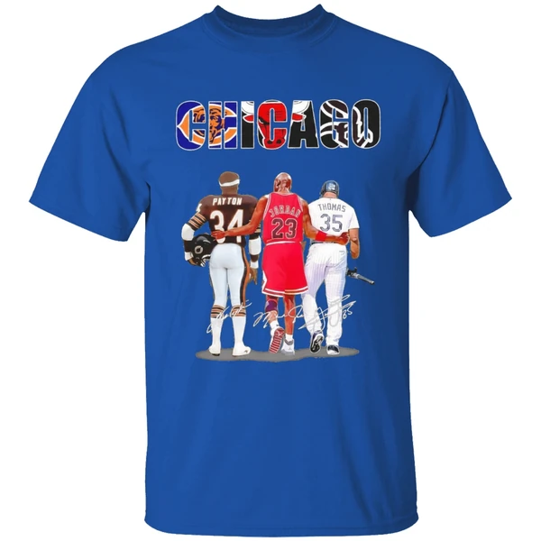 Chicago City 34 Walter Payton 23 Michael Jordan 35 Frank Thomas Shirt - Image 8
