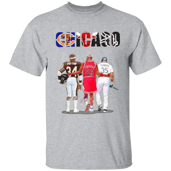 Chicago City 34 Walter Payton 23 Michael Jordan 35 Frank Thomas Shirt - Image 9