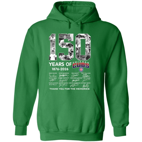Chicago Cubs 150 Years 1876 2026 Thank You For The Memories Hoodie - Image 2