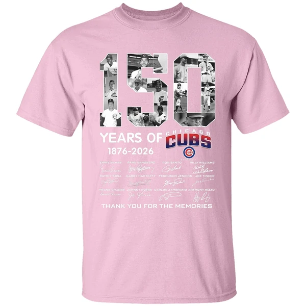 Chicago Cubs 150 Years 1876 2026 Thank You For The Memories Shirt - Image 3