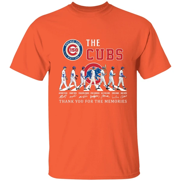 chicago cubs 150th anniversary players road thank you for the memories shirt orange