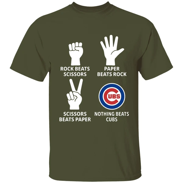 chicago cubs rock beats scissors paper beats rock scissors beats paper shirt militarygreen