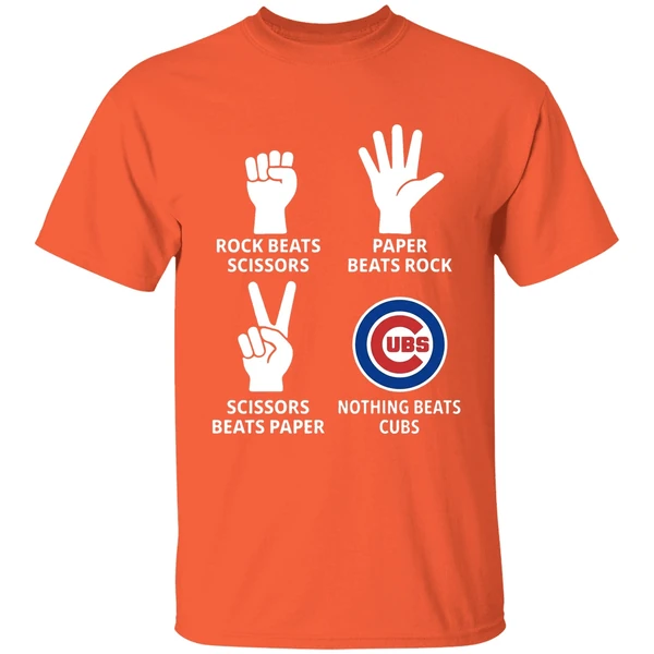 chicago cubs rock beats scissors paper beats rock scissors beats paper shirt orange