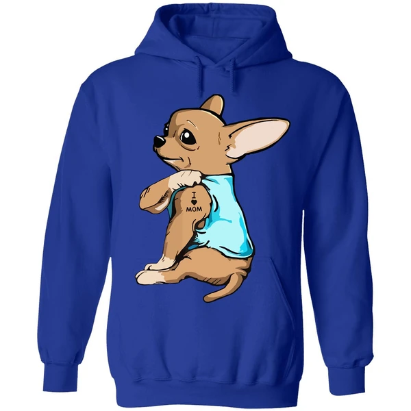 Chihuahua German Shepherd Dog Tattoo I Love Mom Hoodie