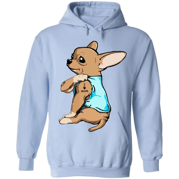 Chihuahua German Shepherd Dog Tattoo I Love Mom Hoodie - Image 3