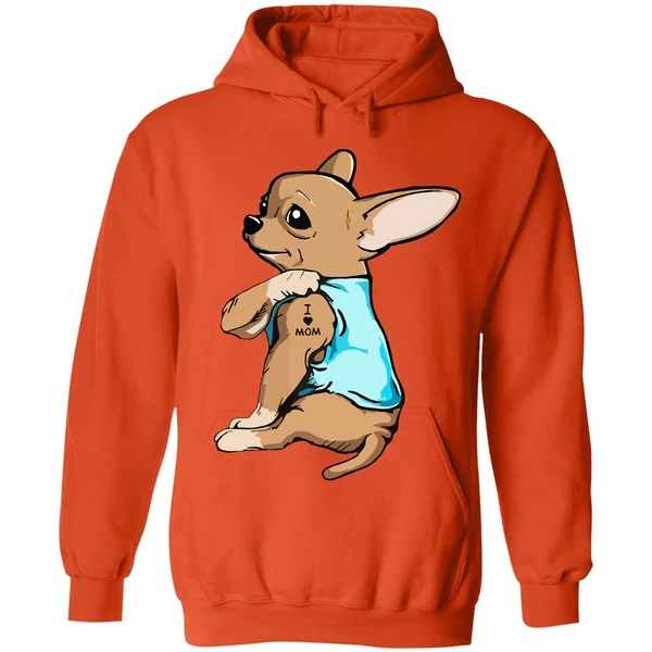 Chihuahua German Shepherd Dog Tattoo I Love Mom Hoodie - Image 5
