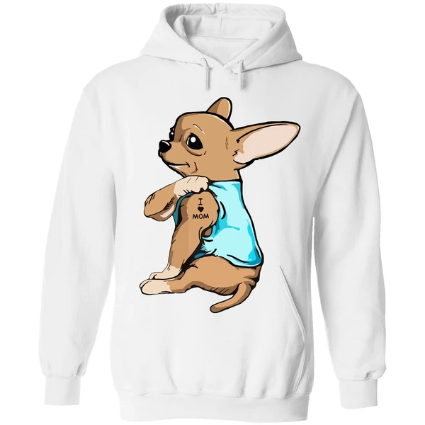 Chihuahua German Shepherd Dog Tattoo I Love Mom Hoodie - Image 6