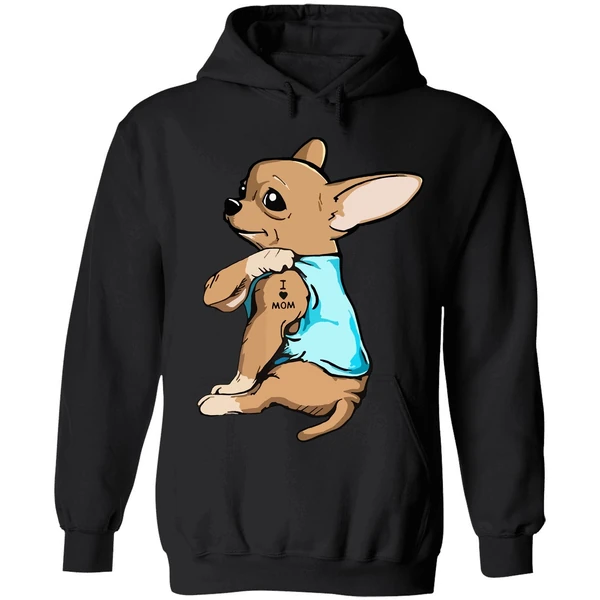 Chihuahua German Shepherd Dog Tattoo I Love Mom Hoodie - Image 8