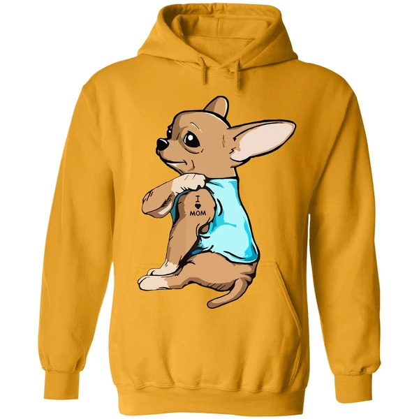 Chihuahua German Shepherd Dog Tattoo I Love Mom Hoodie - Image 9