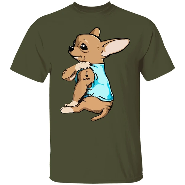 Chihuahua German Shepherd Dog Tattoo I Love Mom Shirt - Image 3