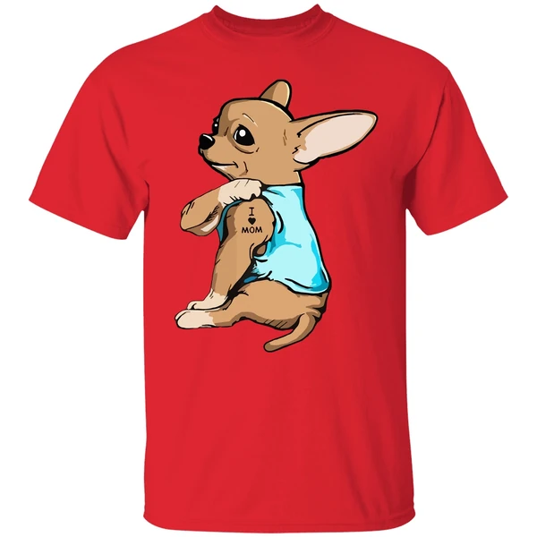 Chihuahua German Shepherd Dog Tattoo I Love Mom Shirt - Image 6