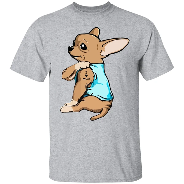 Chihuahua German Shepherd Dog Tattoo I Love Mom Shirt - Image 8